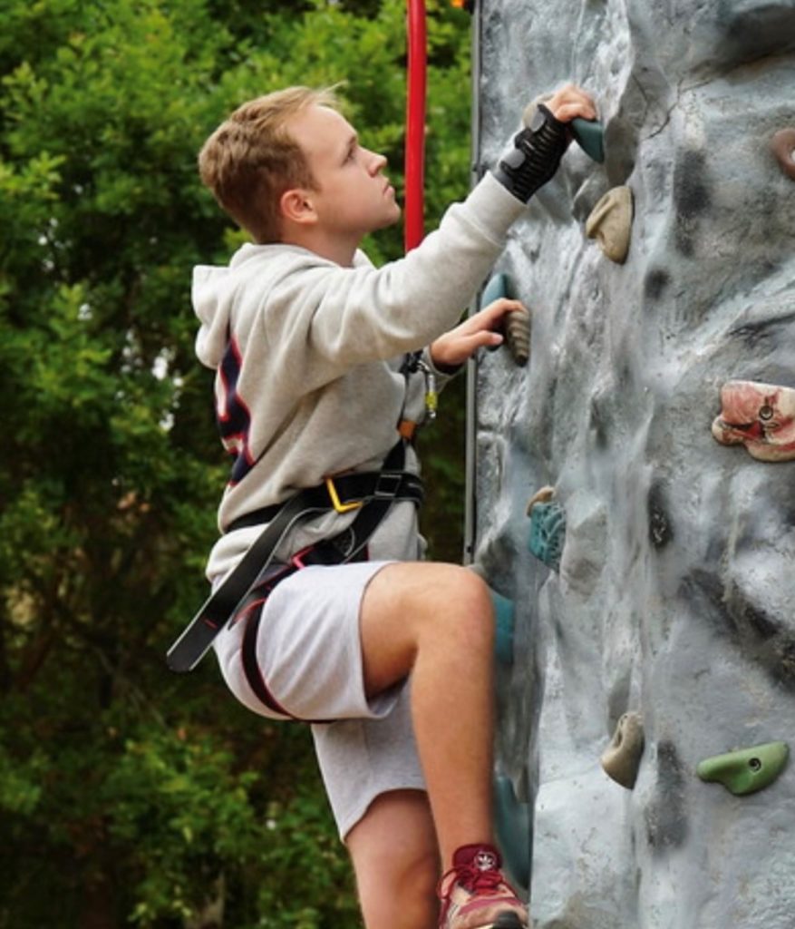 Len on climbing wall